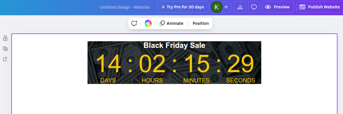 Final result in Canva